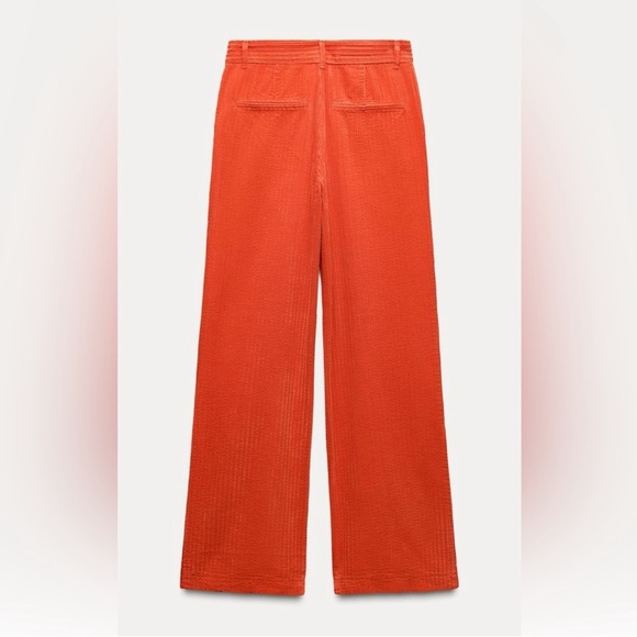 Red Corduroy Women's Wide Leg Pants - Picture 5 of 10